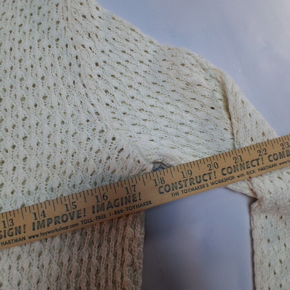 Eddie Bauer Cream 100% Cotton Knit L/S Cardigan Sweater Button Front Size TL - Picture 8 of 10